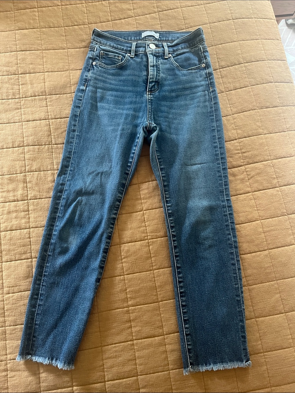 LOFT Women's Cropped High-Rise Jeans in Dark Blue Wash 26 petite